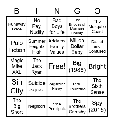 30 - MOVIES Bingo Card