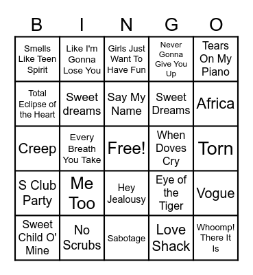 30 - MUSIC Bingo Card