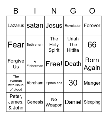 Bible Bingo! Bingo Card