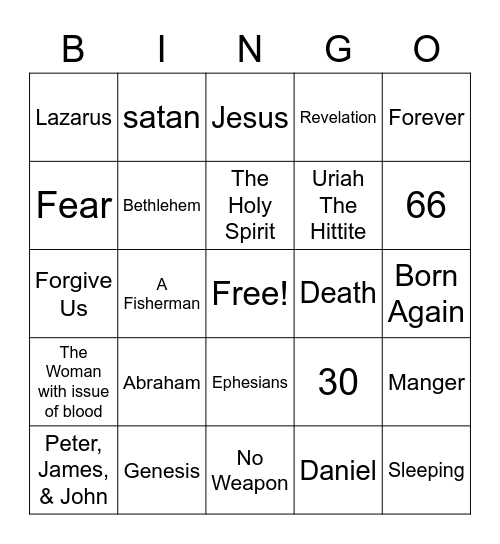 Bible Bingo! Bingo Card