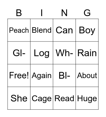 Phonics Bingo! Bingo Card