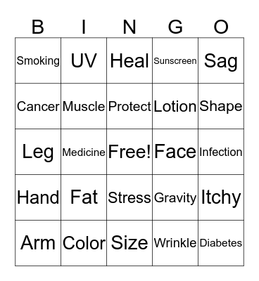 Skin Care & Aging Bingo Card