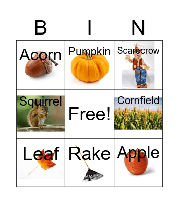 Fall Bingo Card