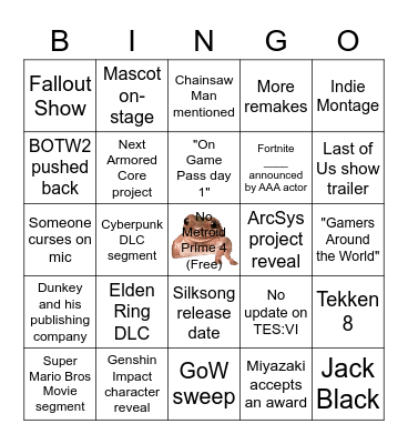 TGA 2022 Bingo Card