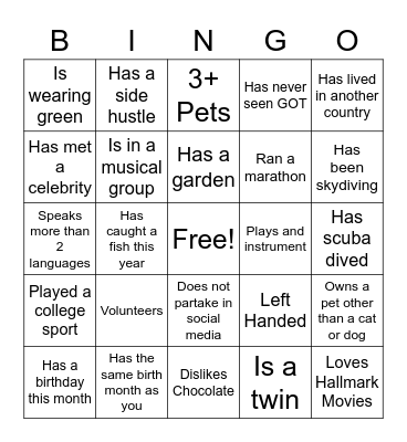 Winter Wonderland Bingo Card