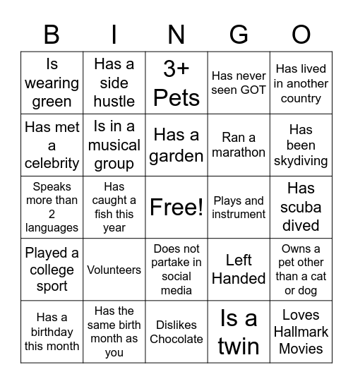 Winter Wonderland Bingo Card