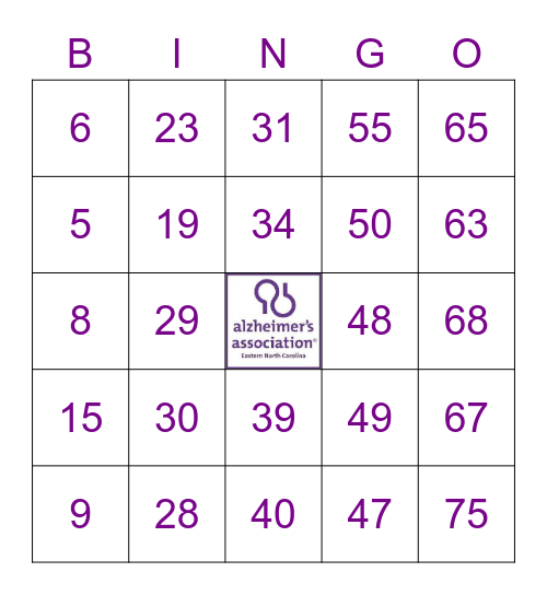 BINGO FOR ALZHEIMER'S Bingo Card