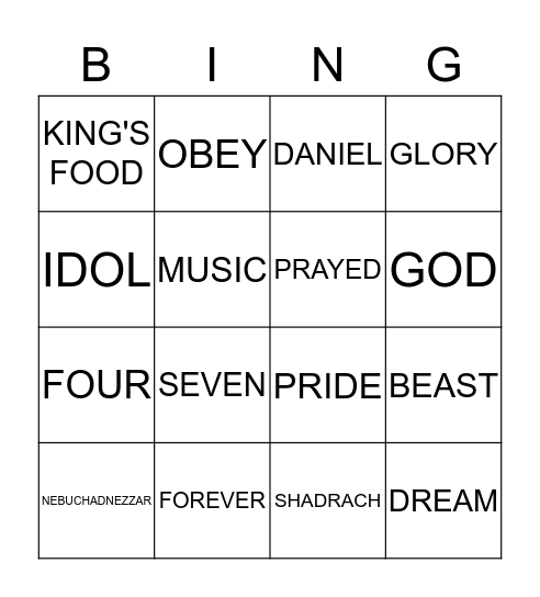 DANIEL BINGO Card