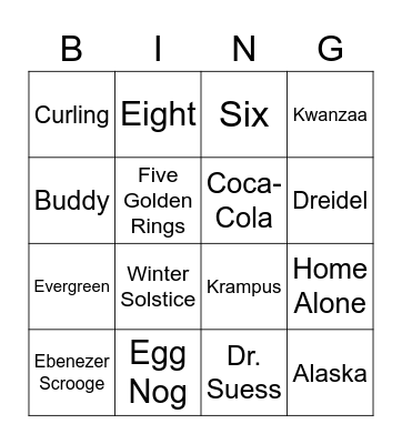 Winter Festival Bingo Card