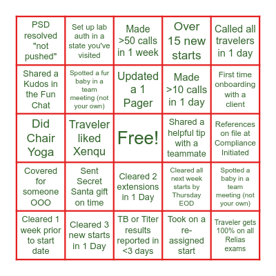 Compliance December Bingo Card