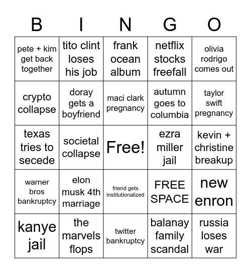 2023 BINGO Card