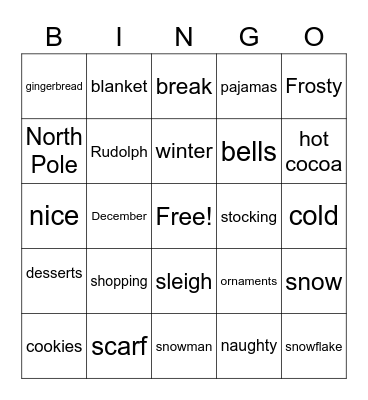 Holiday Bingo Card