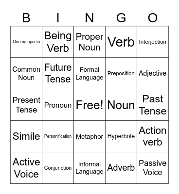 Semester Exam Review Bingo Card