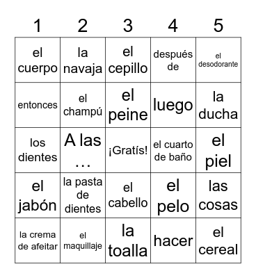 Daily Routine Bingo Card