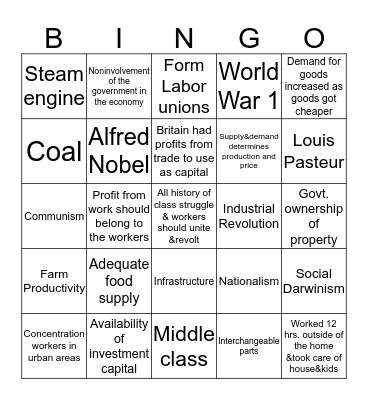 Global Industrial Rev. Test Bingo Card