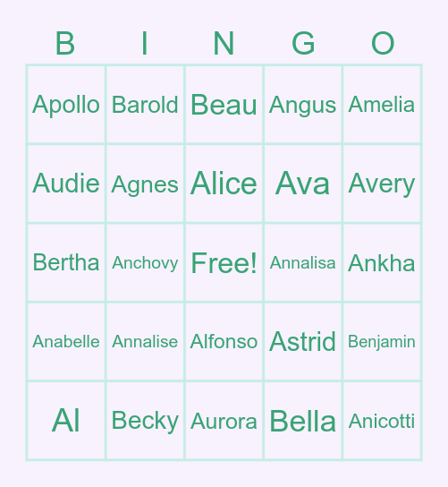 ACNH Bingo Card