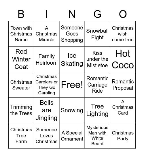 Hallmark Bingo Card