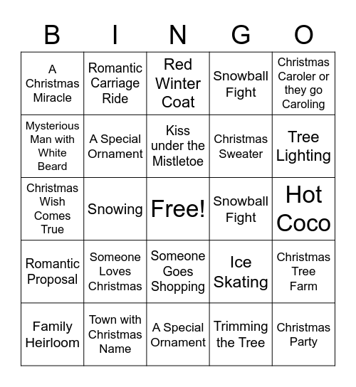 Hallmark Bingo Card