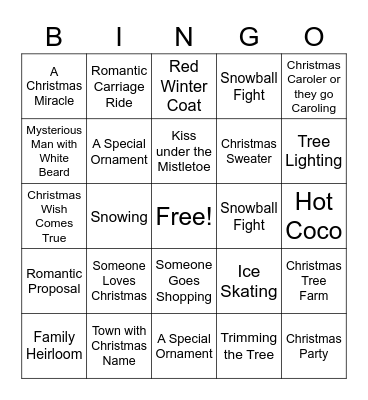 Hallmark Bingo Card