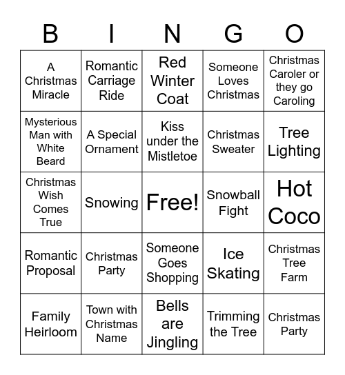 Hallmark Bingo Card