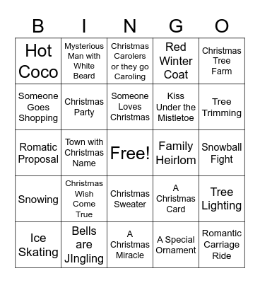 Hallmark Bingo Card