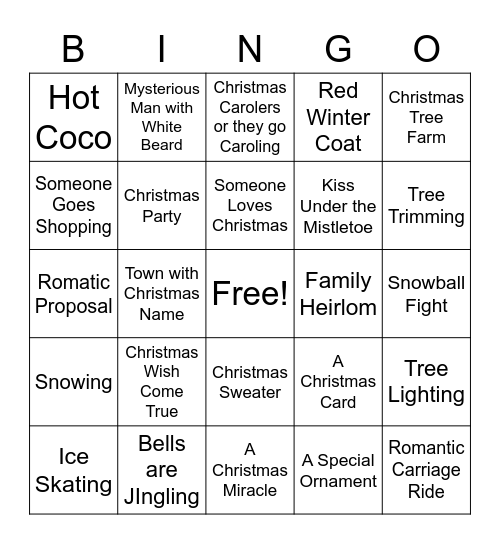 Hallmark Bingo Card