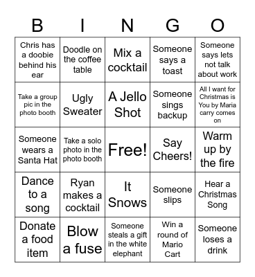 Holiday Party Bingo Card