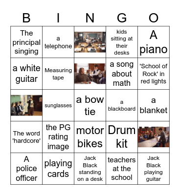 School Of Rock Bingo Card