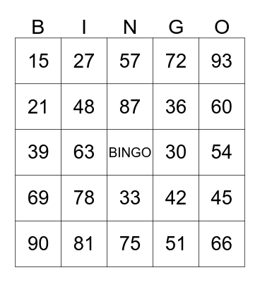 Sequence of 3 Bingo Card
