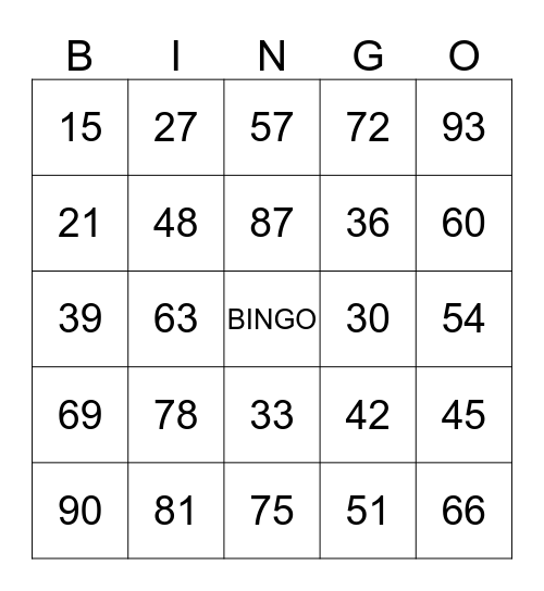 Sequence of 3 Bingo Card