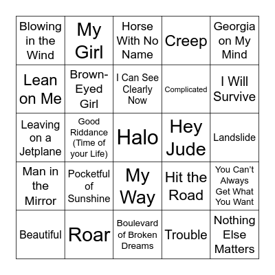 Musical Bingo Card