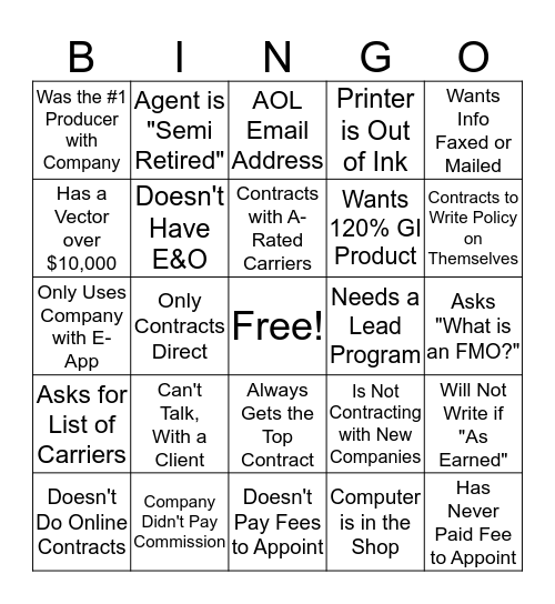 SSBI Marketer Call Bingo Card