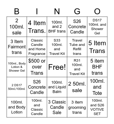 Le Labo Bingo Extravaganza Bingo Card