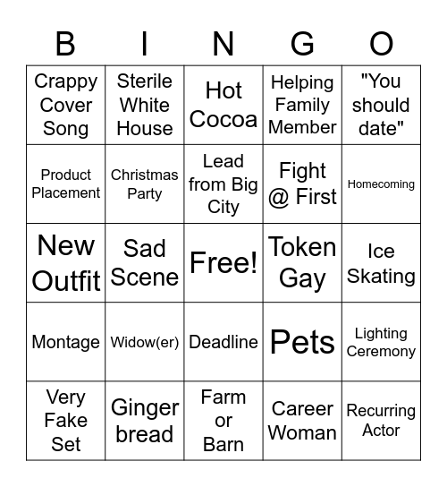 Hallmark Movies Bingo Card