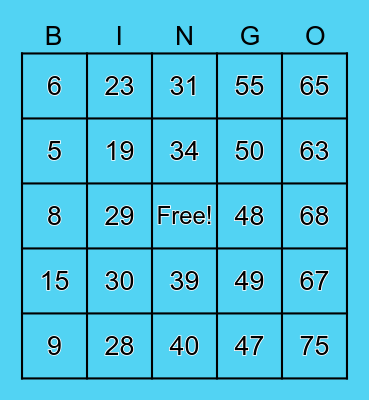 Number Bingo Card