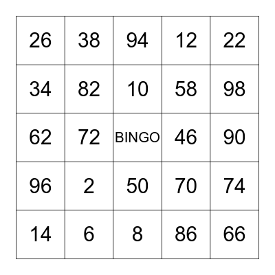 Sequence of 2 Bingo Card