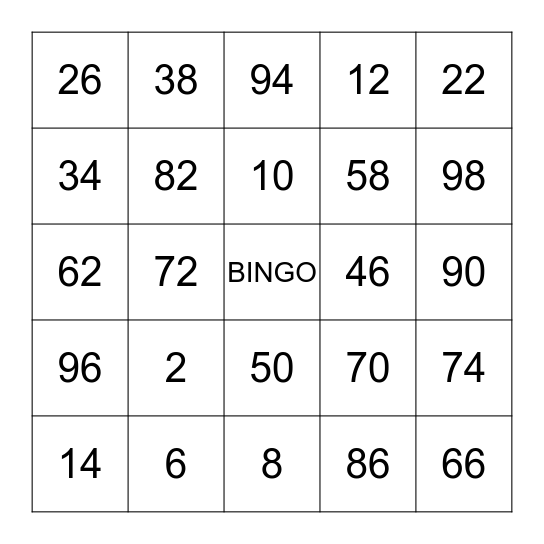 Sequence of 2 Bingo Card