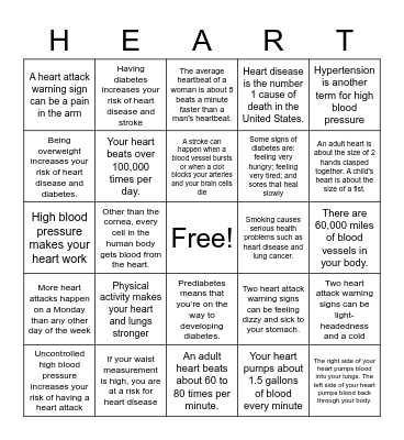 The heart Bingo Card