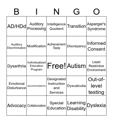 Teacher Bingo Card