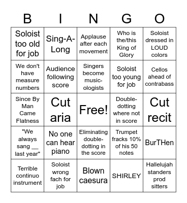 Messiah Bingo Card