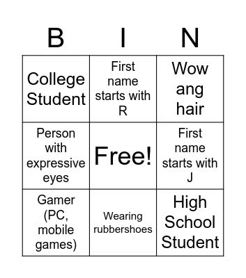 HUMAN Bingo Card