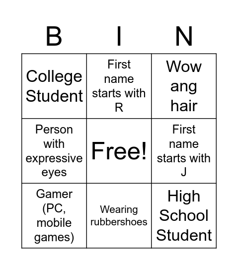 HUMAN Bingo Card