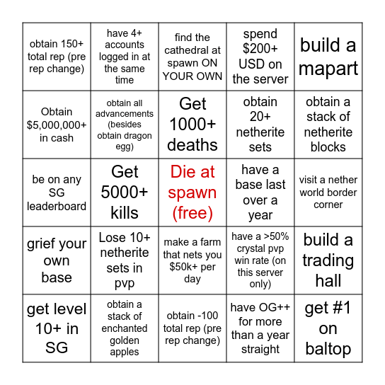 OG Network Bingo (Hard Edition) Bingo Card