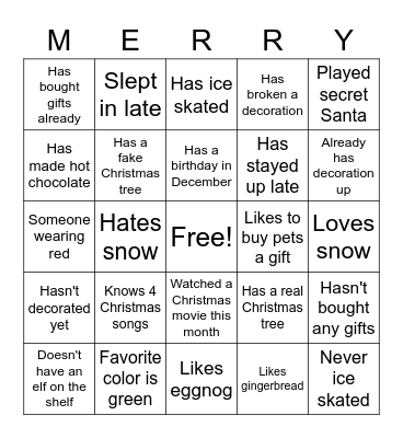 Christmas Ice Breaker Bingo Card