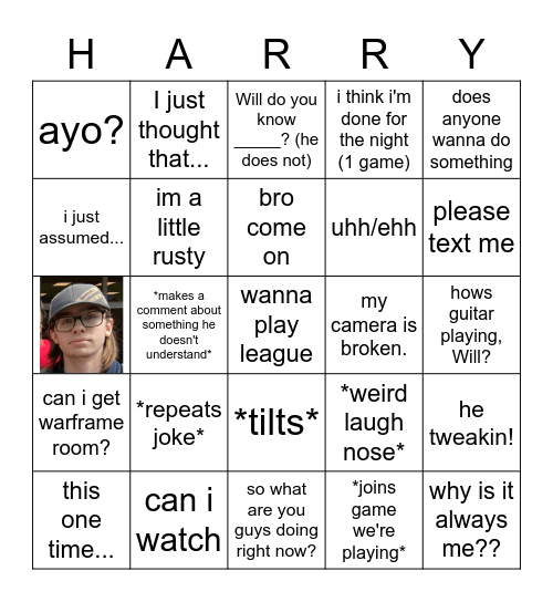 Harrison's Bingo Card