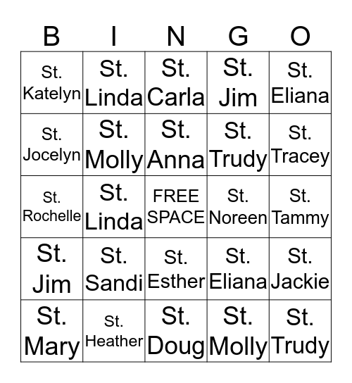 St. Bingo Card