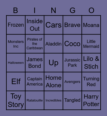 Movie + TV Bingo! Bingo Card