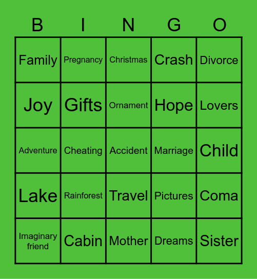 Comfort and Joy Bingo Card