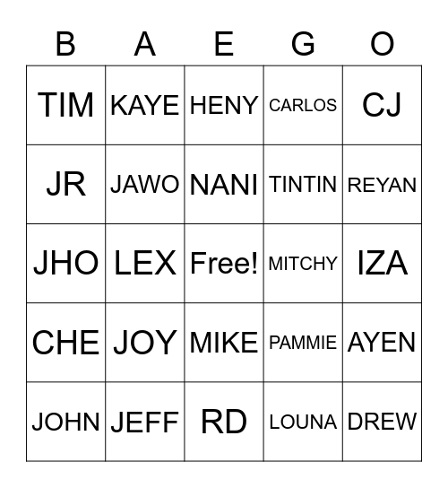 PASKO NA SA BAE 2022 Bingo Card