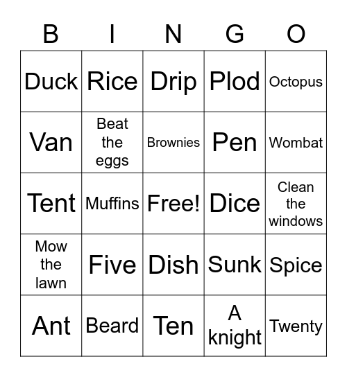 C4 Lesson 11 book D Bingo Card